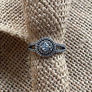 Pandora Sterling silver Sparkling Double Halo Ring 
Size 6